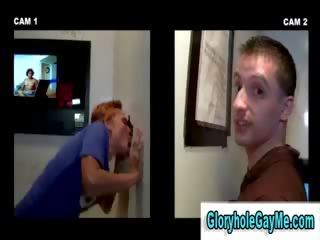 Amateur hetro guy gets Blow Job from homo dude in Glory hole